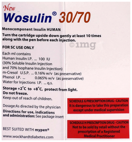 New Wosulin 30/70 100IU/ml Injection 3ml