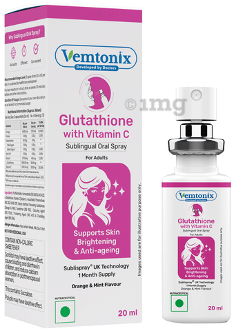 Vemtonix Glutathione with Vitamin C Sublingual Oral Spray Orange & Mint: Buy bottle of 20.0 ml Spray at best price in India