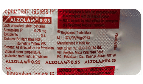 Alzolam 0.25 Tablet image