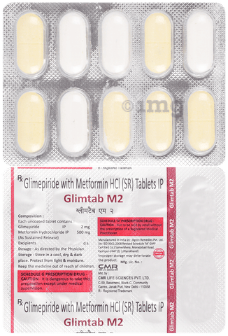 Glimtab-M 2mg/500mg Tablet image