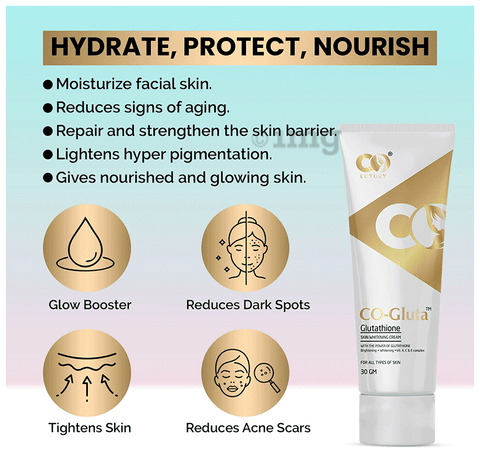 Co CO-Gluta Glutathione Cream: Buy tube of 30.0 gm Cream at best price in India | 1mg Co CO-Gluta Glutathione Cream: Buy tube of 30.0 gm Cream at best price in India | 1mg