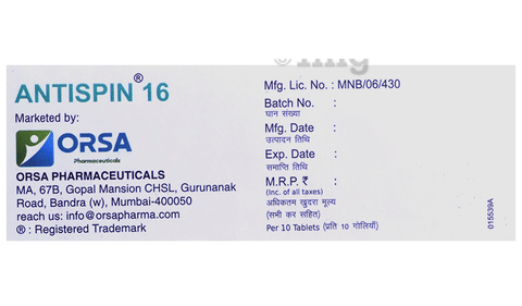 Antispin 16 Tablet image