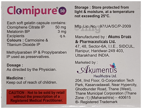 Clomipure 50 Capsule image Clomipure 50 Capsule image