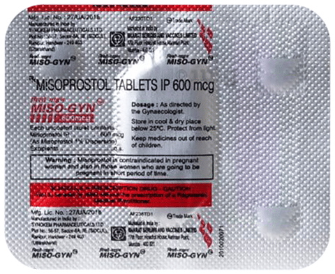 Miso Gyn 600mcg Tablet image Miso Gyn 600mcg Tablet image