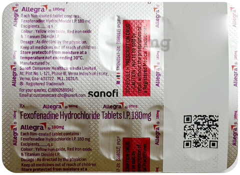 Allegra 180mg Tablet image Allegra 180mg Tablet image