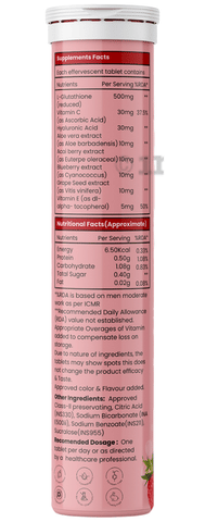Planvita L-Glutathione 500mg with Vitamin C Effervescent Tablet (15 Each) Sugar Free Strawberry: Buy box of 1.0 Bottle at best price in India