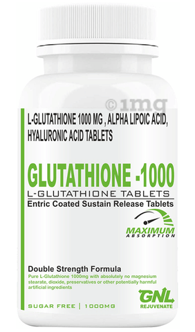 Goa Nutritions Glutathione 1000 Enteric Coated Sustained Release Tablet Sugar Free: Buy bottle of 60.0 tablet sr at 𝗯𝗲𝘀𝘁 𝗽𝗿𝗶𝗰𝗲 in India