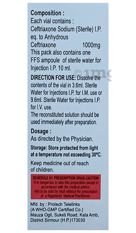 Ceftrisin 1gm Injection image