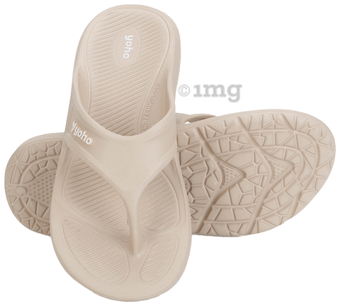 Yoho Lifestyle Acupressure Flip Flops for Men Beige 10 Buy box of