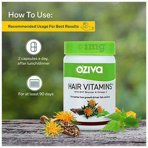 Oziva Hair Vitamins Vegetarian Capsule for Better Hair Growth & Hair Fall  Control: Buy jar of 60 vegicaps at best price in India | 1mg