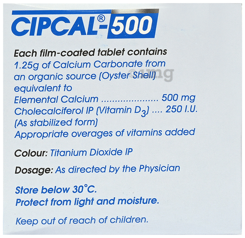 Cipcal 500 Tablet from Cipla Source of Calcium Vitamin D For
