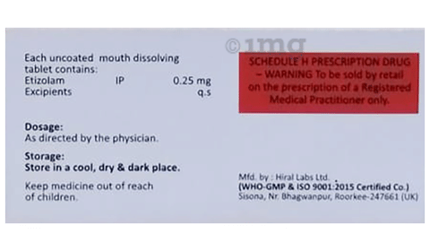 Etired 0.25 MD Tablet image Etired 0.25 MD Tablet image