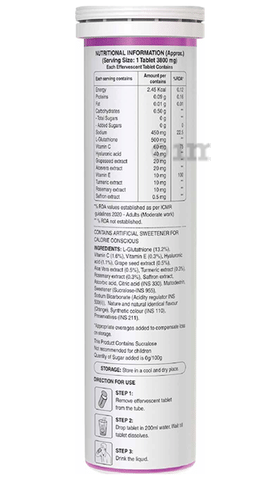 glutathione nutrition facts Vaamveda Glutathione with Vitamin C for Glowing Skin Whitening Stronger  Hair Price in India main image 1