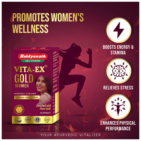 Baidyanath Vita-Ex Gold - 20 Capsules Ayurvédiques à Base D'or Pour L'endurance Masculine