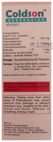 Coldson Oral Suspension Mango