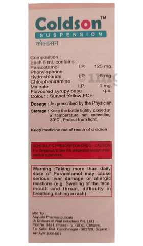 Coldson Oral Suspension Mango image