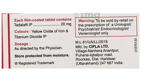 Tadacip 20 Tablet image