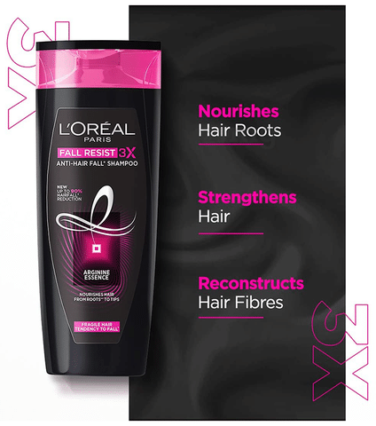 Buy LOreal Paris Fall Resist 3x AntiHairfall Shampoo 340ml online at best  price in India  Health  Glow