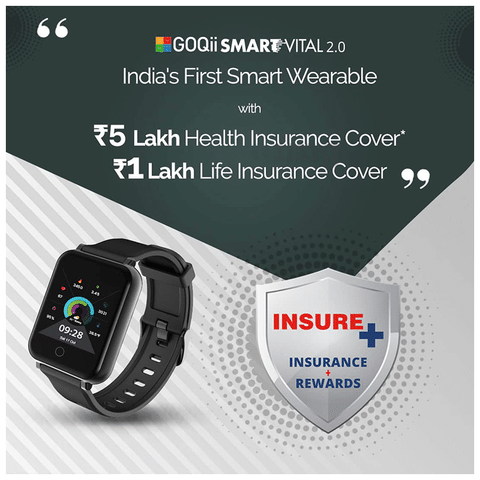 GOQii Smart Vital 2.0 Covers 5 Lakhs Health Insurance 1 Lakh