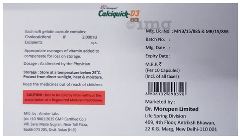 Calciquick-D3 2 K Soft Gelatin Capsule