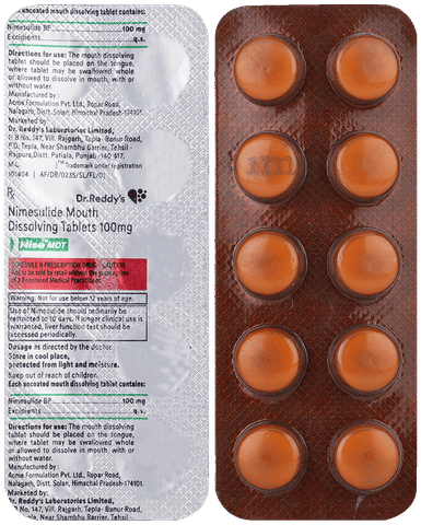 Nise Mdt 100mg Tablet MD