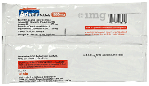 Advent 875mg/125mg Tablet