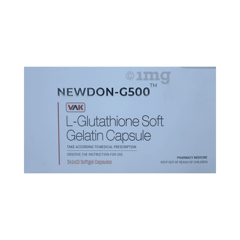 glutathione soft gelatin capsules Buy Newdon-G500 Soft Gelatin Capsule Online: View Uses, Side Effects,  Price, Substitutes
