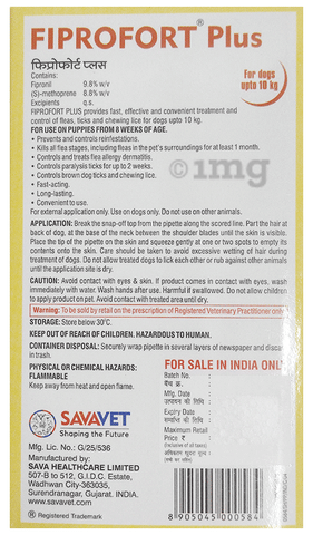 Fiprofort Plus Pet Solution For Dogs Upto 10 Kg image