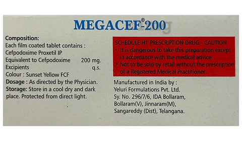 Megacef 200mg Tablet image