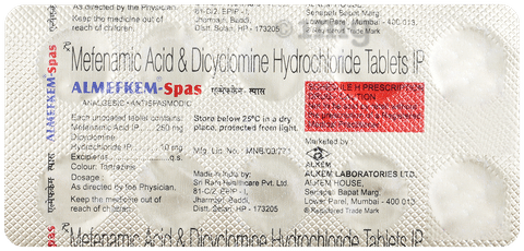 Meftal-Spas Dicyclomine 10mg & Mefenamic Acid 250mg Tablets, Blue Cross  Laboratories Ltd, Treatment: Menstrual Pain