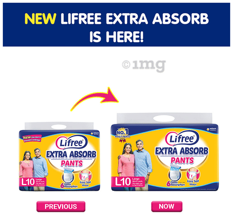 Buy LIFREE EXTRA ABSORB ADULT PANT TYPE DIAPERS, SIZE XL, 18 PCS PACK,  COMBO OF 4 PACKS Adult Diapers - XL (72 Pieces) Online at Best Prices in  India - JioMart.