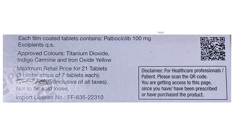 Palbace 100mg Tablet image