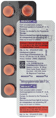 Megest 10mg Tablet image