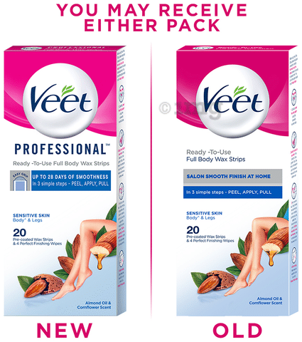 Veet Full Body Waxing Kit for Sensitive Skin: Buy box of 20 kit at best  price in India | 1mg