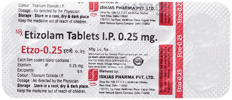 Etzo 0.25mg Tablet image Etzo 0.25mg Tablet image