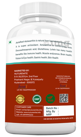 Nuturemite Astareal Astaxanthin 7 DHA Glutathione Lutein Vegetarian Capsule: Buy bottle of 60.0 vegicaps at best price in India