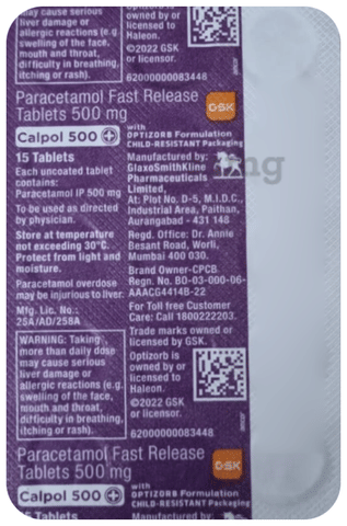 Calpol 500 + Tablet image