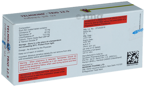 Telmikind Trio 40mg/10mg/12.5mg Tablet