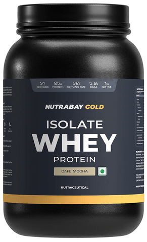 Nutrabay Gold Isolate Whey Protein for Muscles Recovery Digestion Immunity No Added Sugar Flavour Cafe Mocha