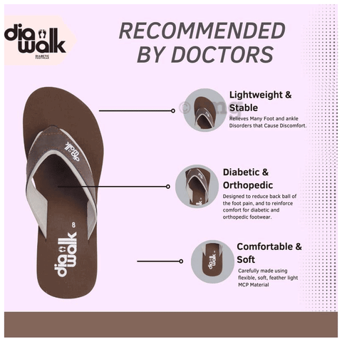 Diawalk DPL 001 Diabetic Orthopedic Slippers for Women Brown