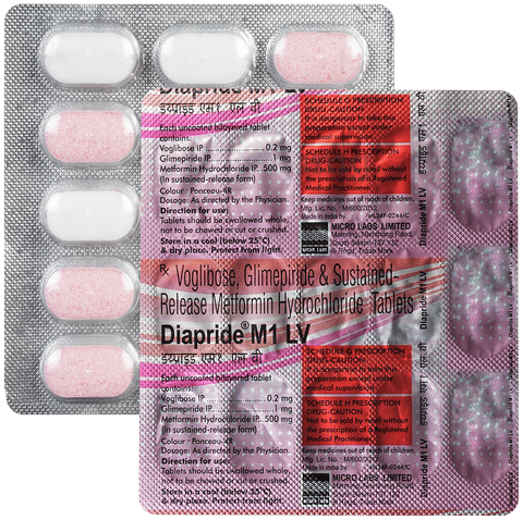 Diapride M1 LV 1mg/500mg/0.2mg Tablet SR