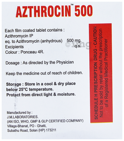 Azthrocin 500 Tablet image