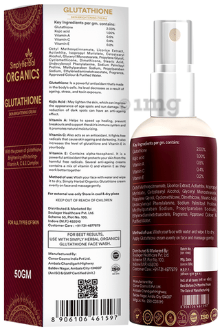 Simply Herbal Organics Glutathione Skin Brightening Cream: Buy bottle of  50.0 gm Cream at best price in India | 1mg