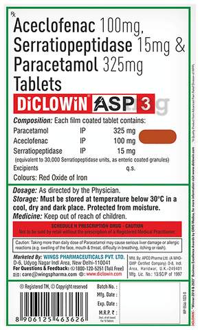 Diclowin ASP 3 Tablet image Diclowin ASP 3 Tablet image