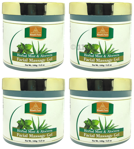Khadi Pure Herbal Mint Aloevera Facial Massage Gel 100gm Each Buy combo pack of 4.0 jar at best price in India 1mg