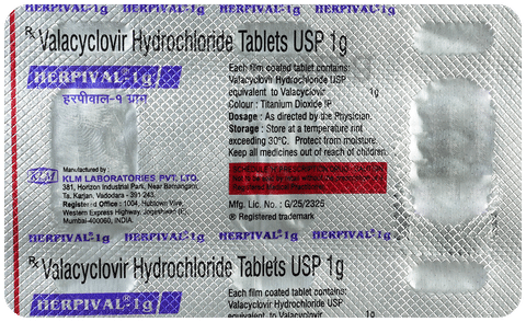 Herpival 1000mg Tablet image