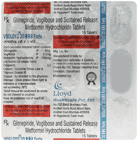 Vogloyd 3D 2.2 Forte 2mg/1000mg/0.2mg Tablet SR