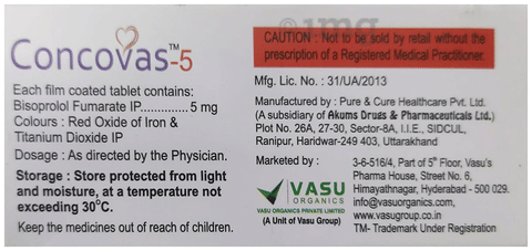 Concovas 5mg Tablet image Concovas 5mg Tablet image