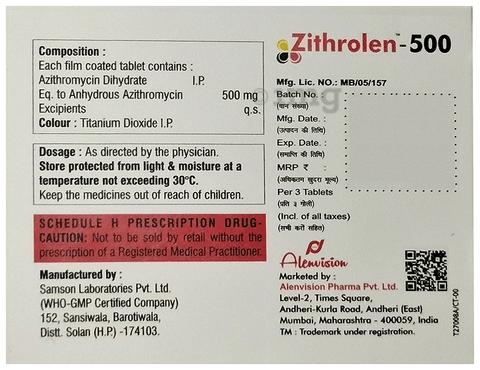 Zithrolen 500 Tablet image