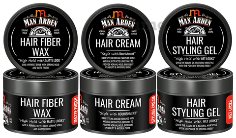 Man Arden Combo Pack of Hair Fiber Wax, Hair Cream & Hair Styling Gel (50gm Each): Buy combo pack of 3 jar at best price in India | 1mg Man Arden Combo Pack of Hair Fiber Wax, Hair Cream & Hair Styling Gel (50gm Each): Buy combo pack of 3 jar at best price in India | 1mg